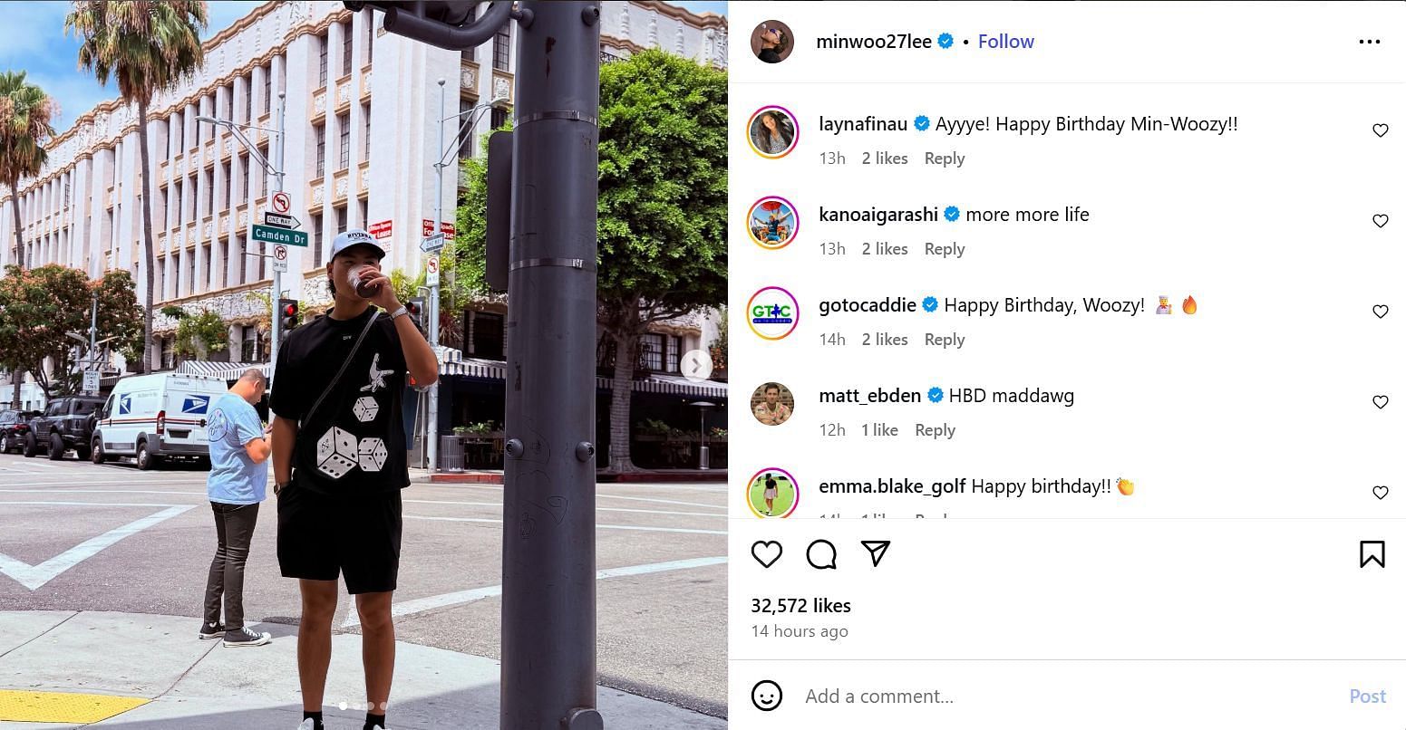 Alayna Finau's comment on Lee's post (Image Credit: Instagram @minwoo27lee)